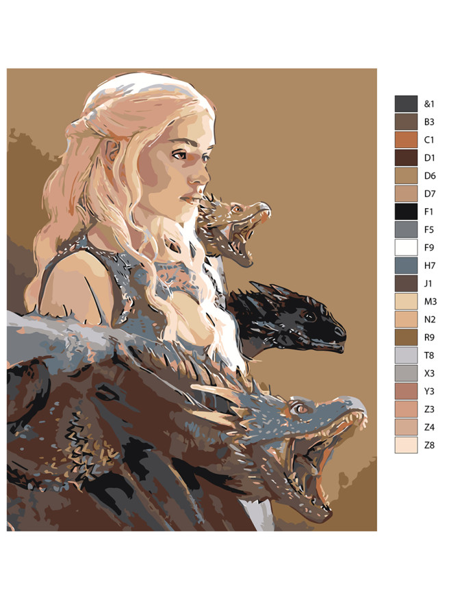 Raqamlar bo&amp;#039;yicha rasm &amp;quot;Daenerys Targaryen ajdarlar bilan&amp;quot;