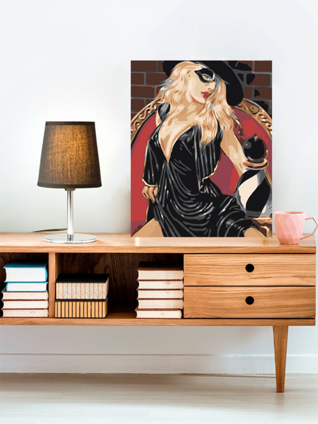 Картина по номерам &amp;quot;Девушка в чёрной маске&amp;quot;