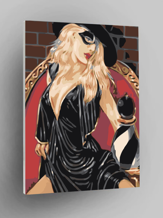 Картина по номерам &amp;quot;Девушка в чёрной маске&amp;quot;