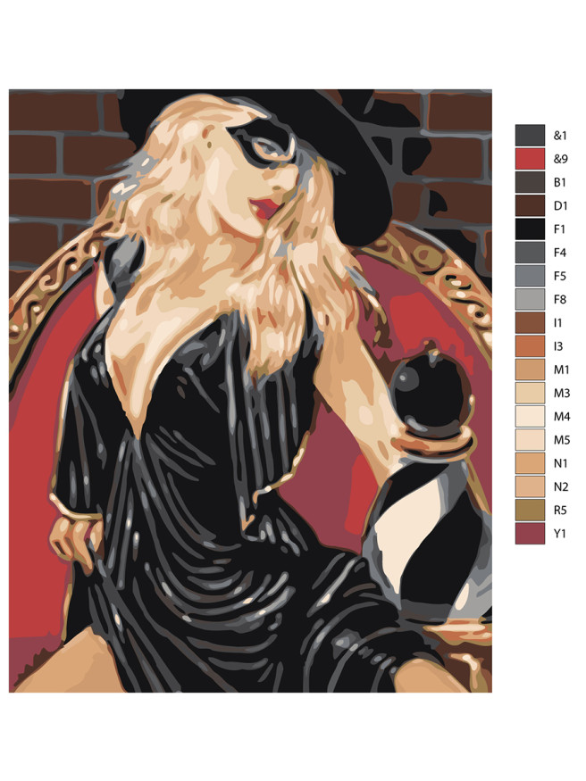 Картина по номерам &amp;quot;Девушка в чёрной маске&amp;quot;