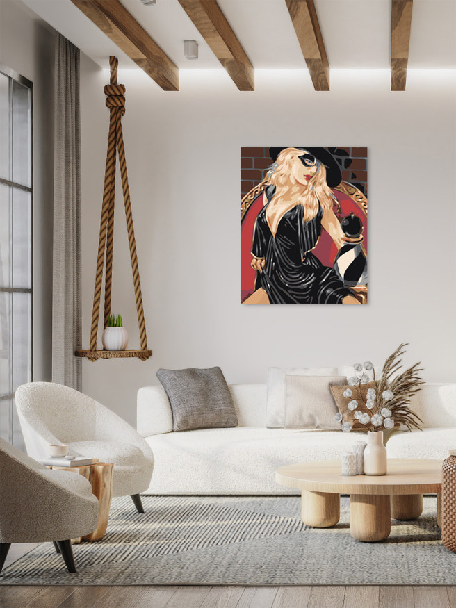 Картина по номерам &amp;quot;Девушка в чёрной маске&amp;quot;