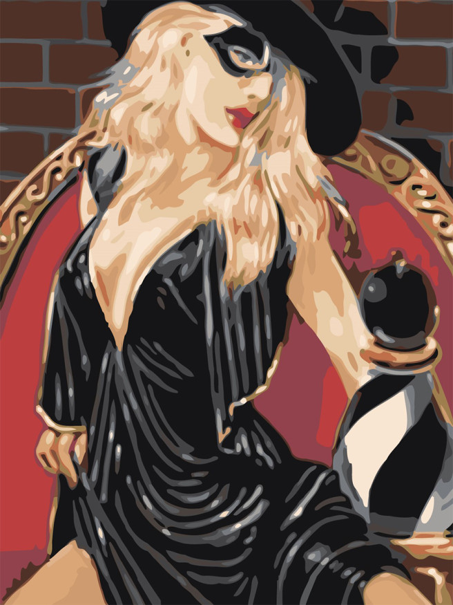 Картина по номерам &amp;quot;Девушка в чёрной маске&amp;quot;