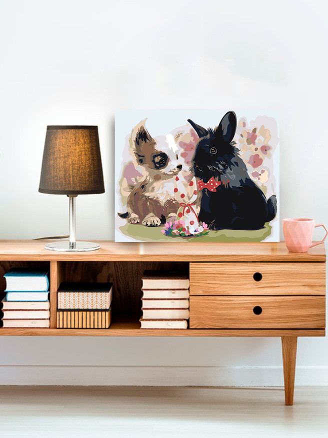 Картина по номерам &amp;quot;Пёсик с зайкой&amp;quot;