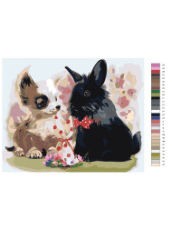 Картина по номерам "Пёсик с зайкой"