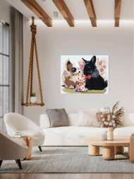 Картина по номерам "Пёсик с зайкой"