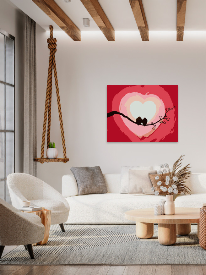 Картина по номерам &amp;quot;Влюблённые птички&amp;quot;