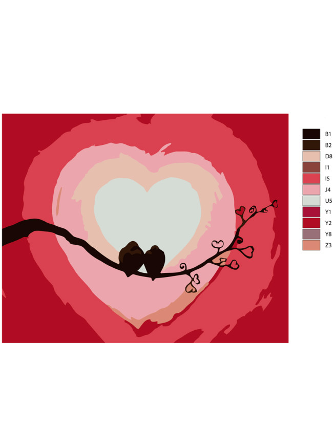 Картина по номерам &amp;quot;Влюблённые птички&amp;quot;