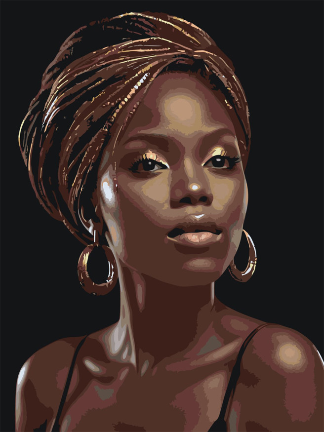 Raqamlar bo&amp;#039;yicha rasm &amp;quot;Sirg&amp;#039;ali qora tanli qiz&amp;quot;