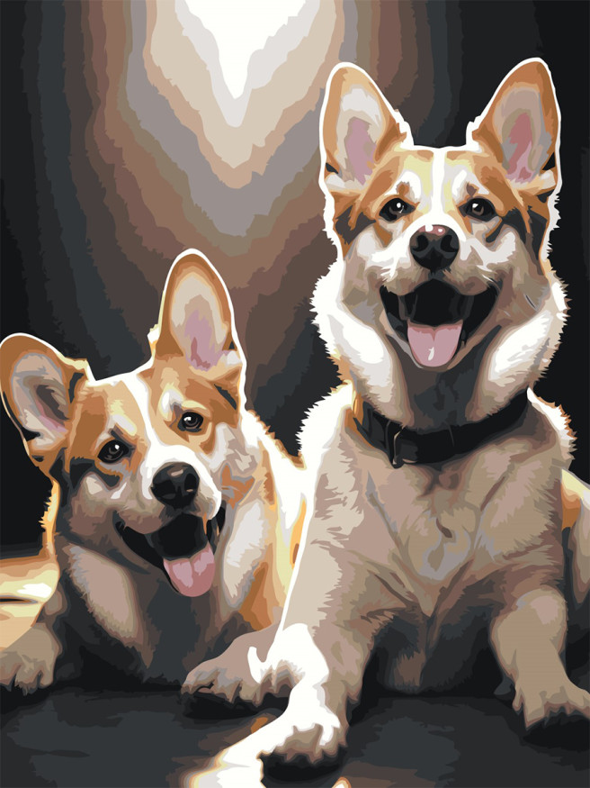 Raqamlar bo&amp;#039;yicha rasm &amp;quot;Bir juft it&amp;quot;