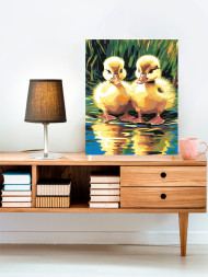 Raqamlar bo'yicha rasm "Suv bo'yida ikkita o'rdak"