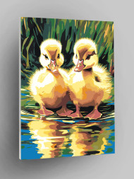 Raqamlar bo'yicha rasm "Suv bo'yida ikkita o'rdak"