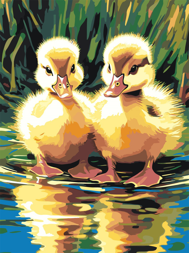 Raqamlar bo&amp;#039;yicha rasm &amp;quot;Suv bo&amp;#039;yida ikkita o&amp;#039;rdak&amp;quot;