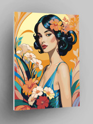 Raqamlar bo'yicha rasm "Gullar bilan qoramag'iz"