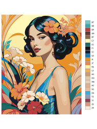 Raqamlar bo'yicha rasm "Gullar bilan qoramag'iz"