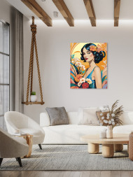 Raqamlar bo'yicha rasm "Gullar bilan qoramag'iz"