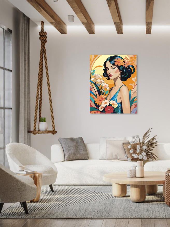 Картина по номерам &amp;quot;Брюнетка с цветами&amp;quot;