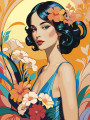 Картина по номерам &amp;quot;Брюнетка с цветами&amp;quot;