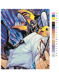 Картина по номерам "Дэнджи (Человек Бензопила)"