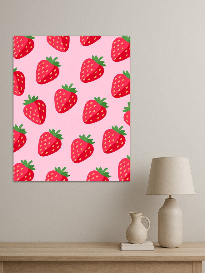 Holstga bosilgan poster &amp;quot;Yog‘ochli qulupnay naqshi&amp;quot;