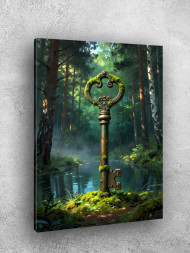 Holstga bosilgan poster "O‘rmonda qadimiy kalit"