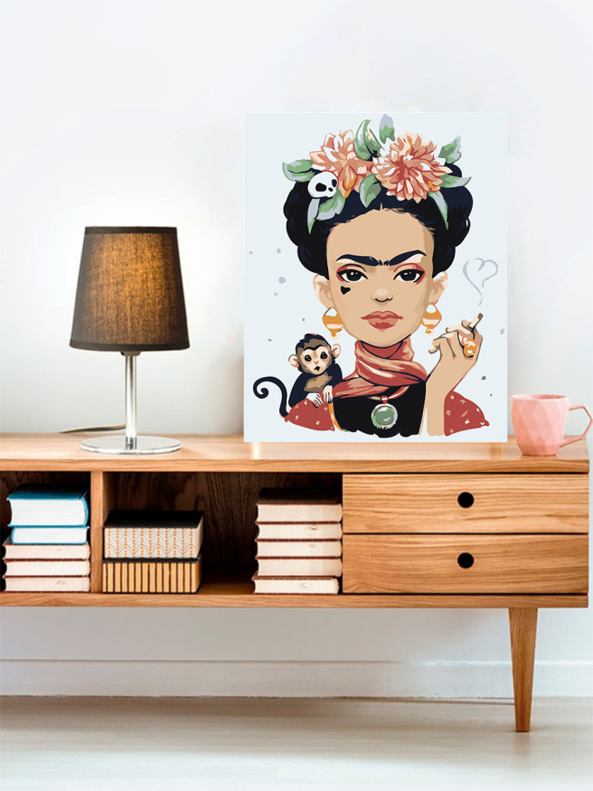 Картина по номерам &amp;quot;Девушка с сигаретой и обезьяной&amp;quot;