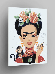 Картина по номерам &amp;quot;Девушка с сигаретой и обезьяной&amp;quot;