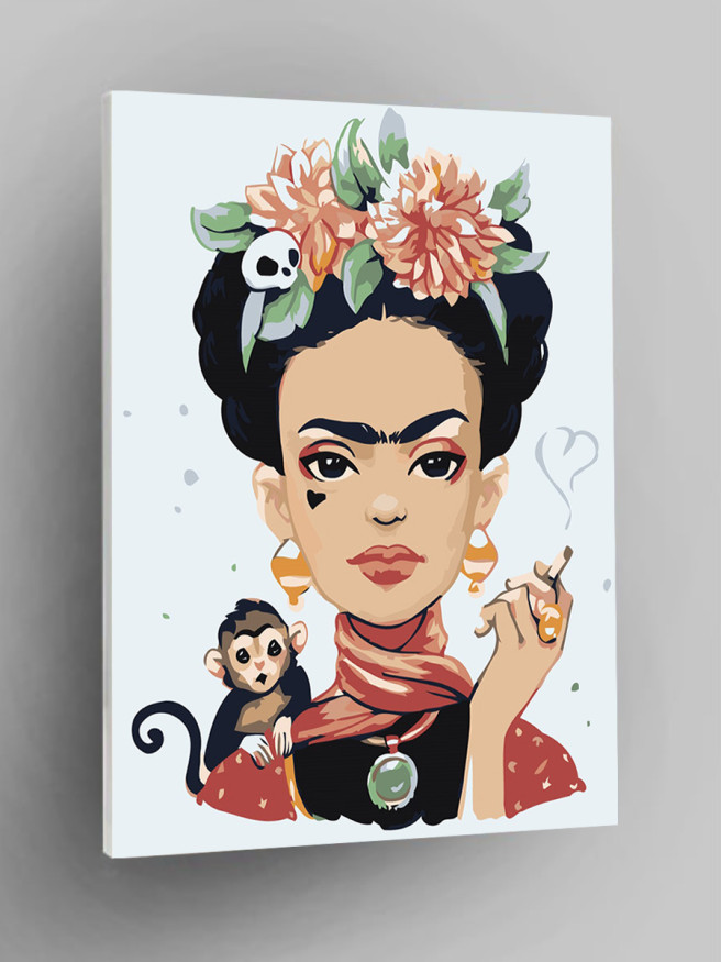 Картина по номерам &amp;quot;Девушка с сигаретой и обезьяной&amp;quot;