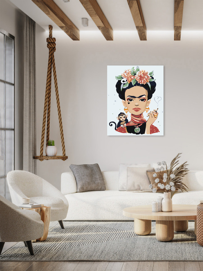 Картина по номерам &amp;quot;Девушка с сигаретой и обезьяной&amp;quot;