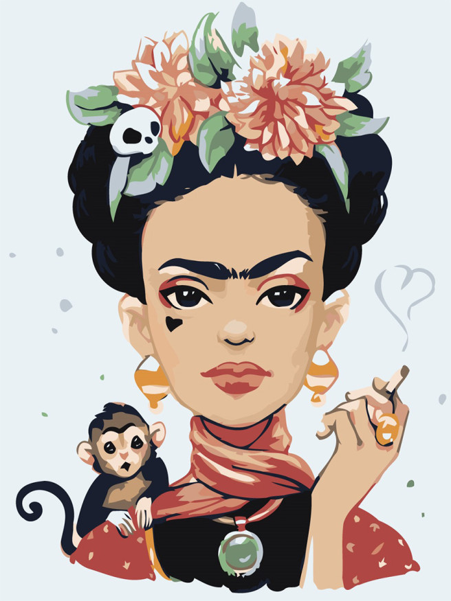 Картина по номерам &amp;quot;Девушка с сигаретой и обезьяной&amp;quot;