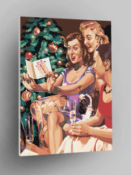 Картина по номерам &amp;quot;Три девушки у ёлки&amp;quot;