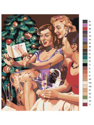 Картина по номерам &amp;quot;Три девушки у ёлки&amp;quot;