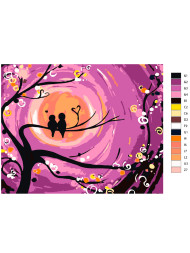 Картина по номерам &amp;quot;Влюблённые птички&amp;quot;