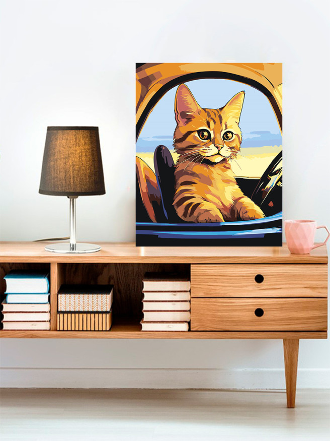 Raqamlar bo&amp;#039;yicha rasm &amp;quot;Mashinada mushuk&amp;quot;