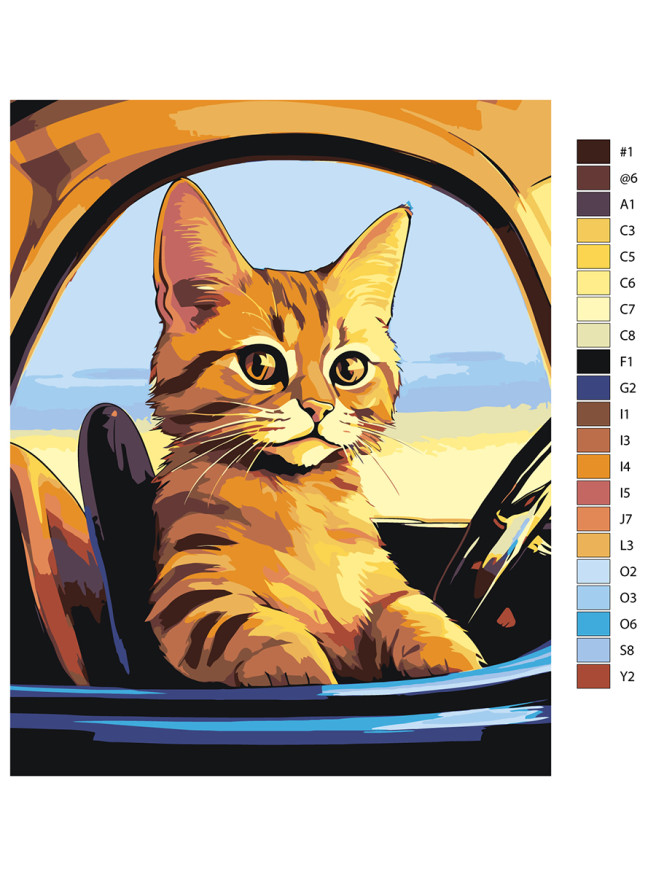 Raqamlar bo&amp;#039;yicha rasm &amp;quot;Mashinada mushuk&amp;quot;