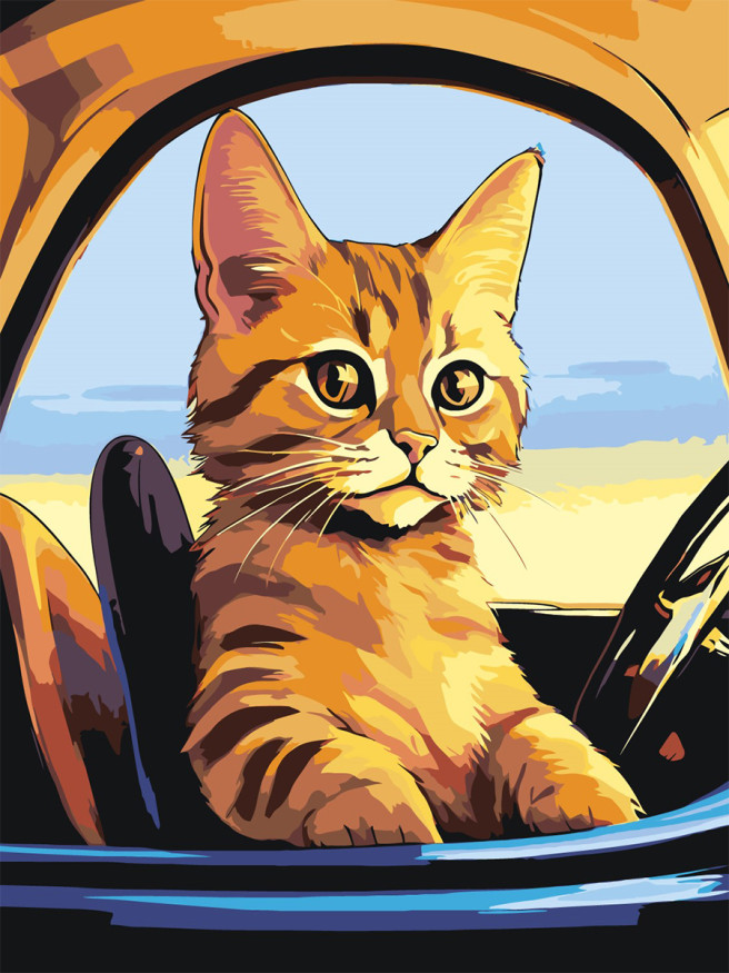 Raqamlar bo&amp;#039;yicha rasm &amp;quot;Mashinada mushuk&amp;quot;