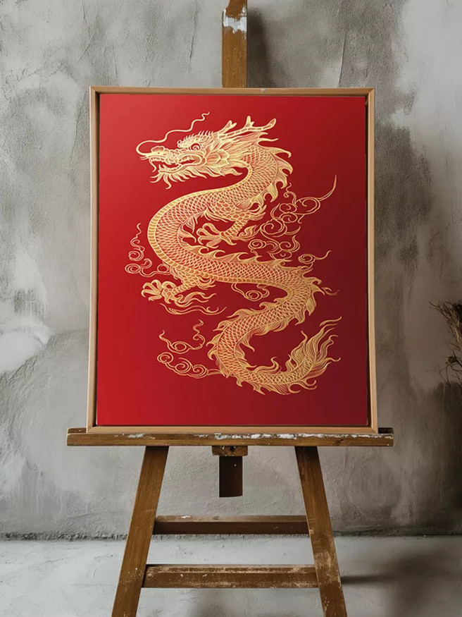 Постер на холсте &amp;quot;Золотой китайский дракон&amp;quot;