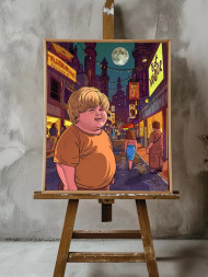 Holstga bosilgan poster "Komiks uslubidagi tungi shahar"