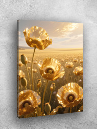 Постер на холсте "Золотые маки на закате"