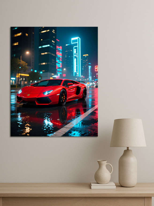 Holstga bosilgan poster &amp;quot;Megapolisda tungi drift&amp;quot;