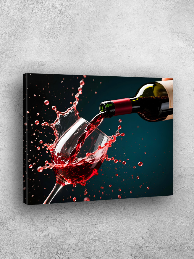 Постер на холсте &amp;quot;Красное вино в динамичном всплеске&amp;quot;