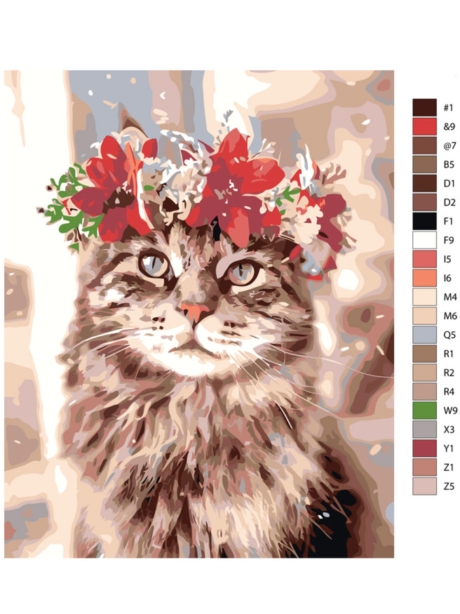 Raqamlar bo&amp;#039;yich rasm &amp;quot;Gulchambar kiygan mushuk&amp;quot;