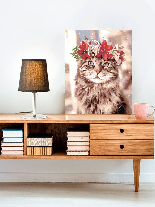 Raqamlar bo&amp;#039;yich rasm &amp;quot;Gulchambar kiygan mushuk&amp;quot;