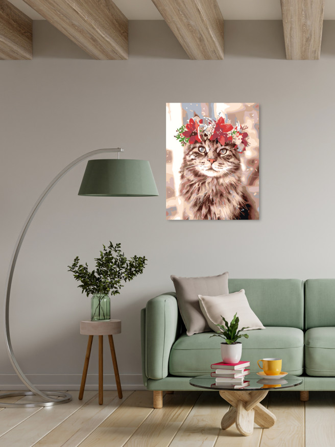 Raqamlar bo&amp;#039;yich rasm &amp;quot;Gulchambar kiygan mushuk&amp;quot;