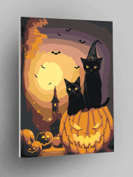 Raqamlar bo'yicha rasm "Qovoq ustidagi mushuklar"