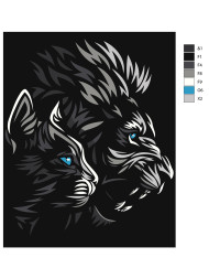 Raqamlar bo'yicha rasm "Mushuk bilan sher"