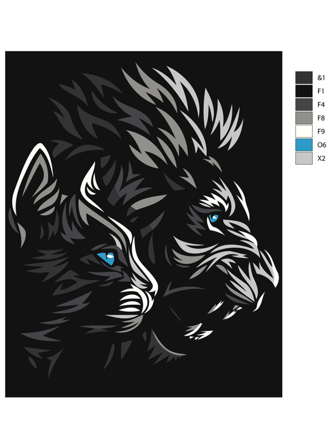 Raqamlar bo&amp;#039;yicha rasm &amp;quot;Mushuk bilan sher&amp;quot;