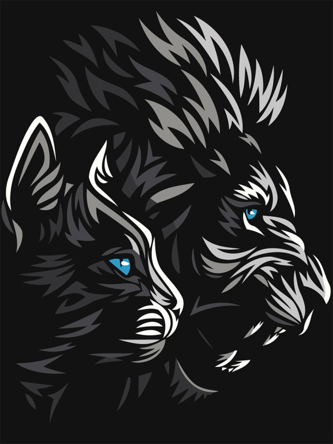 Raqamlar bo&amp;#039;yicha rasm &amp;quot;Mushuk bilan sher&amp;quot;