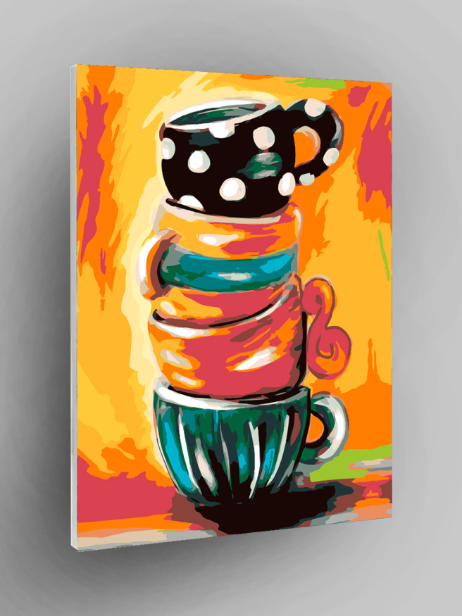 Картина по номерам &amp;quot;Цветные чашки&amp;quot;