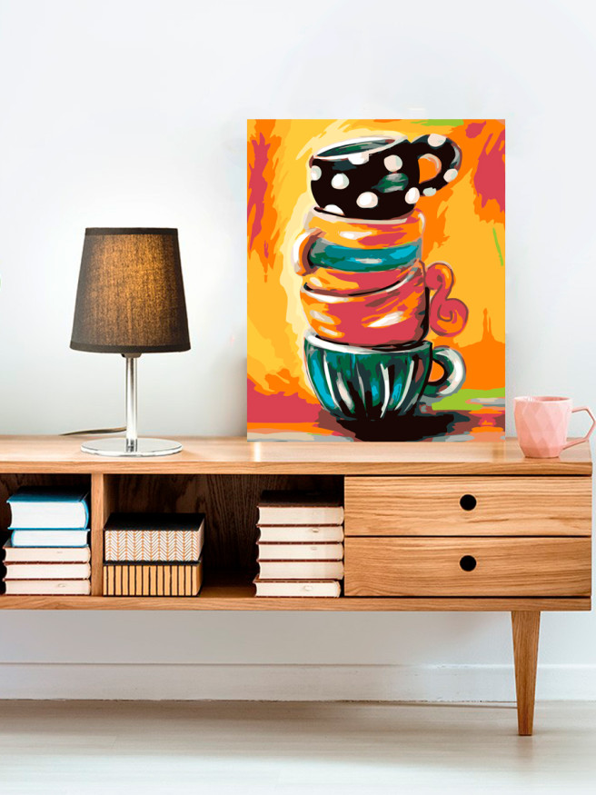 Картина по номерам &amp;quot;Цветные чашки&amp;quot;