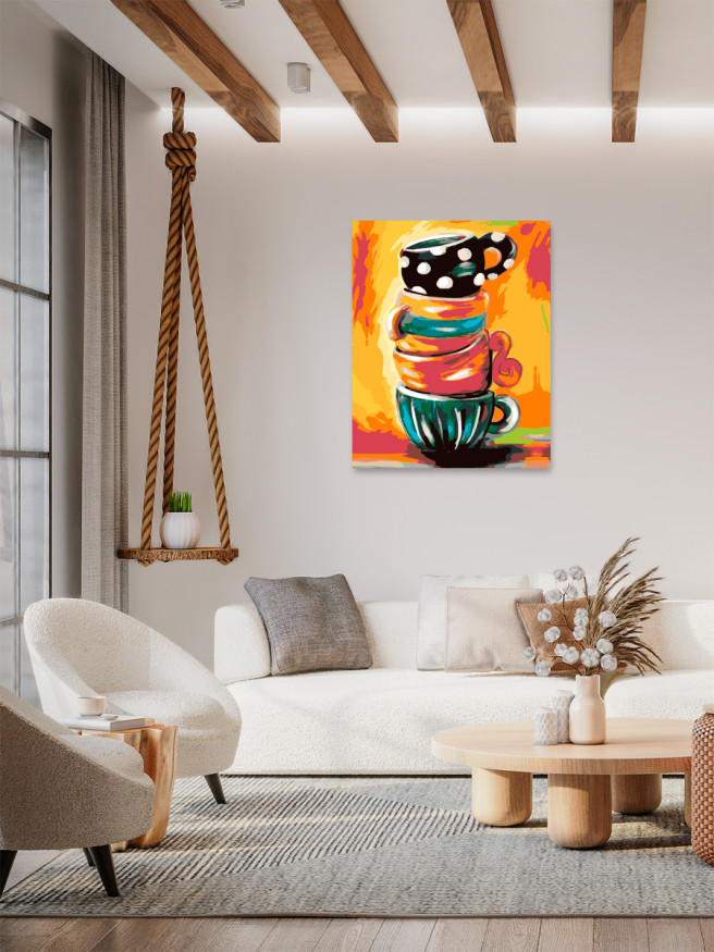 Картина по номерам &amp;quot;Цветные чашки&amp;quot;